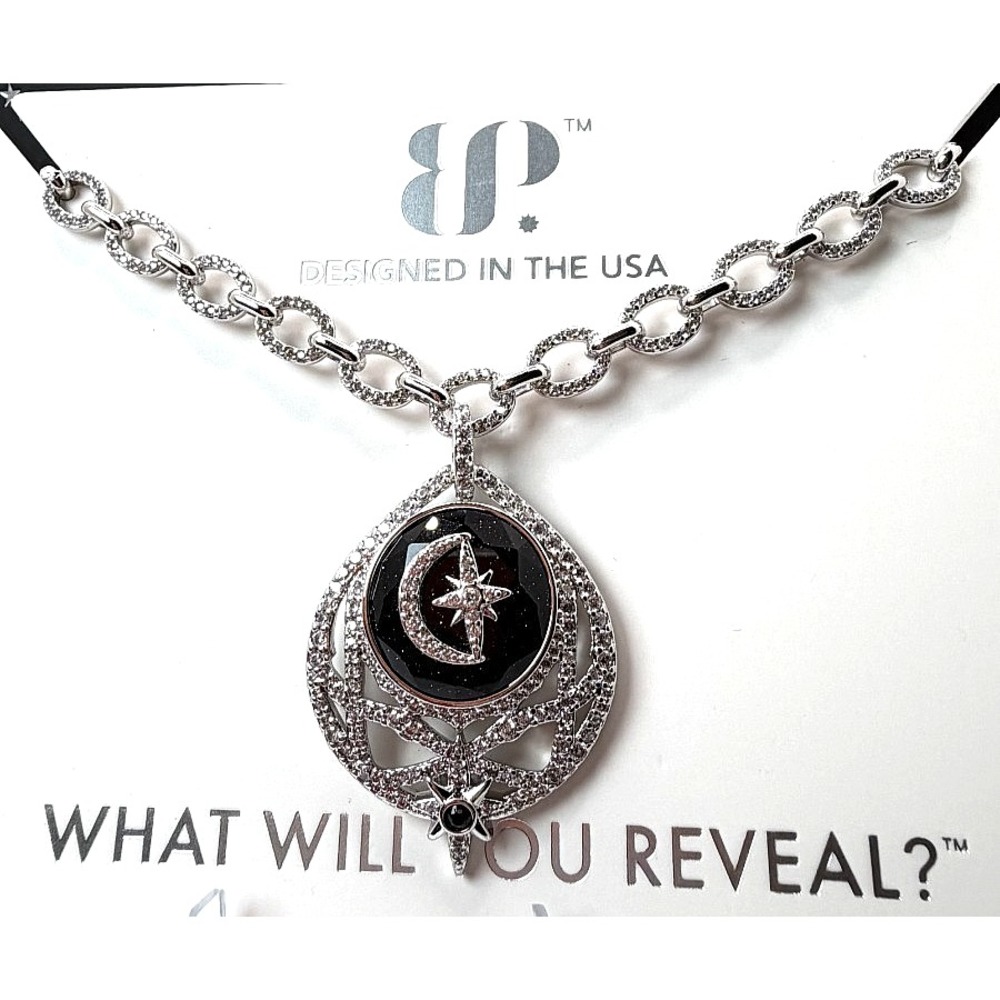Bomb Party Obsidia NK61822 Rare Unicorn Necklace Onyx Sandstone Rhodium